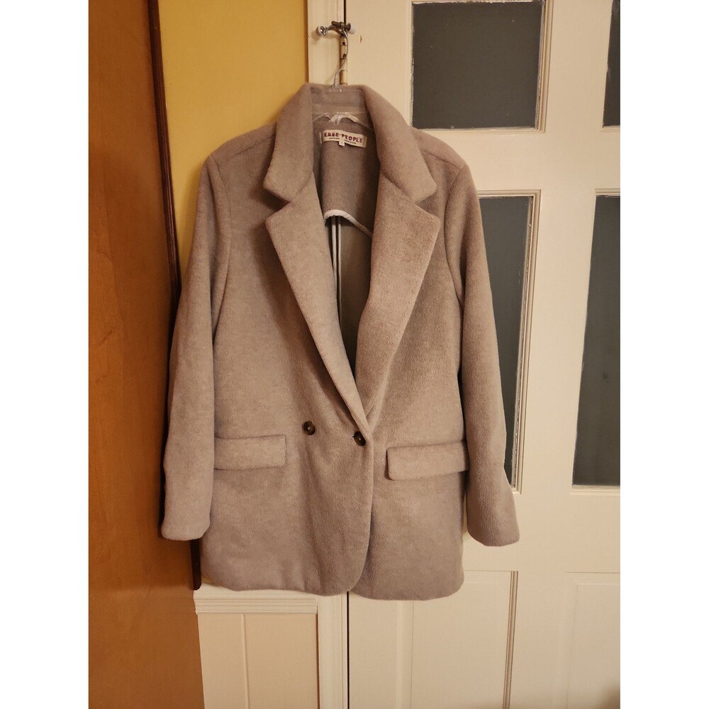 Free People "Mari" Double Breasted 2 Buttons Blazer Coat Taupe Color Size XL